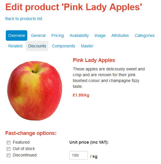 edit product pink lady apple